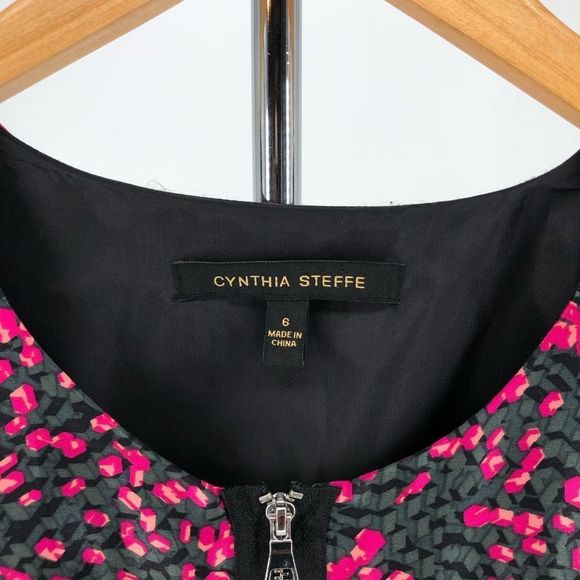 Cynthia Steffe Silk Multicolor Sue Cerise Zip Front Sleeveless Dress size 6 - Picture 9 of 12